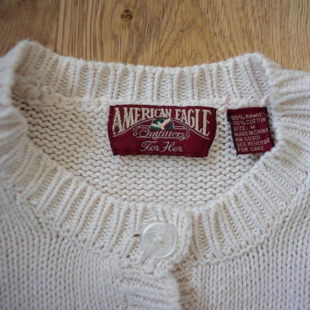 Vintage American Eagle Knit Cottagecore Cardigan Sweater Size Medium - Picture 7 of 8